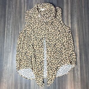Beach Lunch Lounge Collection Leopard Print Sleeveless‎ Button Down Top Small